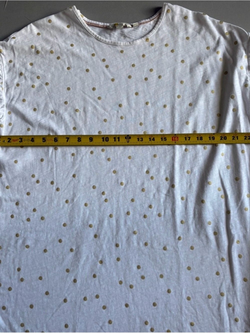 Boden Jersey Knit Polka Dot Gold White Dress Ruffle Short Sleeve Size 12R - Picture 6 of 7